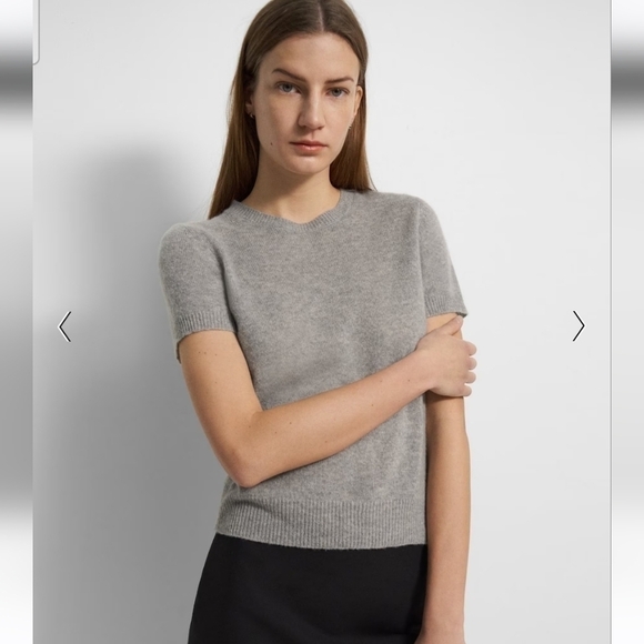 Theory Short Sleeve Cashmere Blouse - Picture 2 of 6